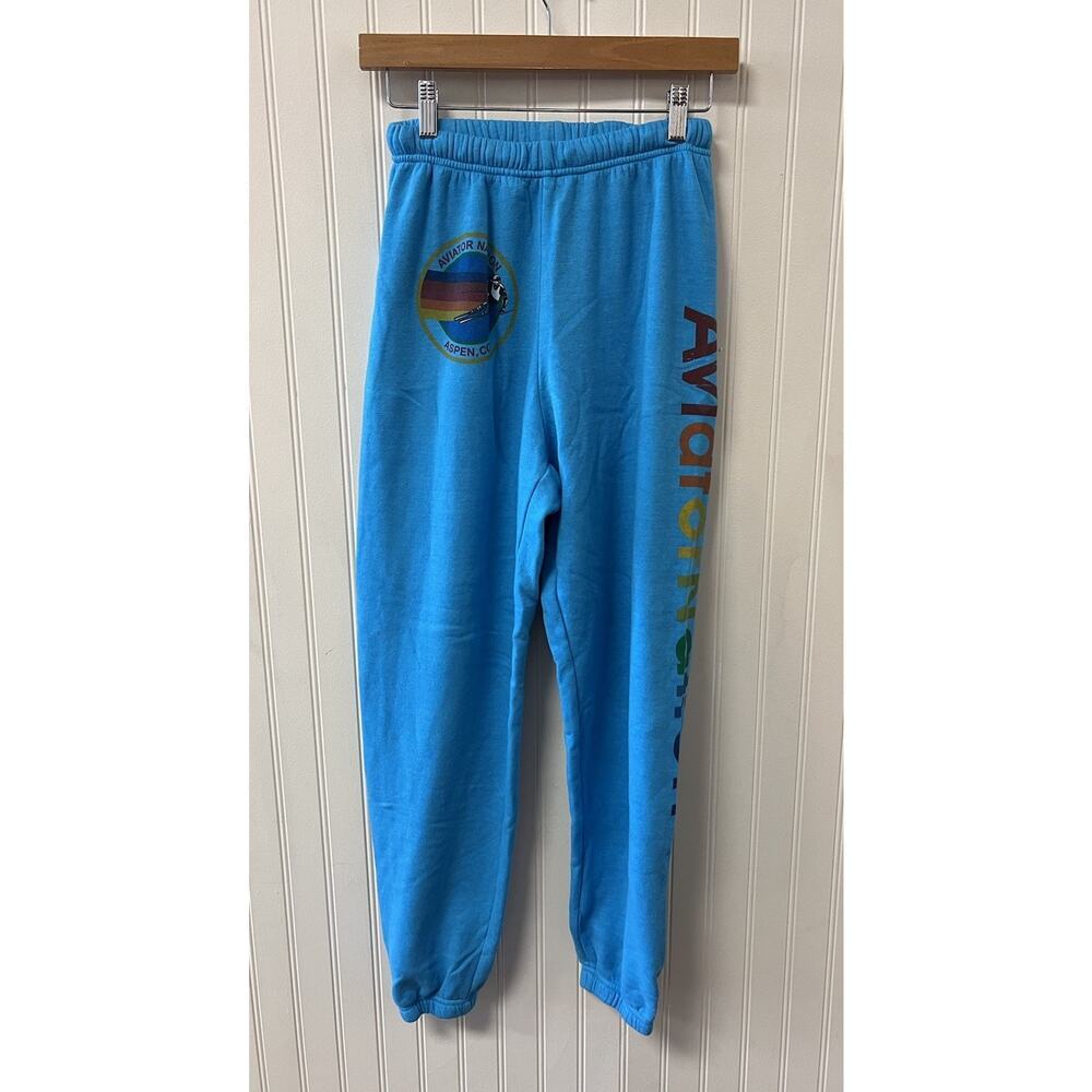 Aviator Nation Logo Sweatpants Neon Blue Size XS Aspen Only Worn Once - Picture 4 of 9